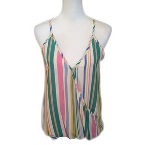 Adora striped tank, criss cross front (sewn), spaghetti straps, small